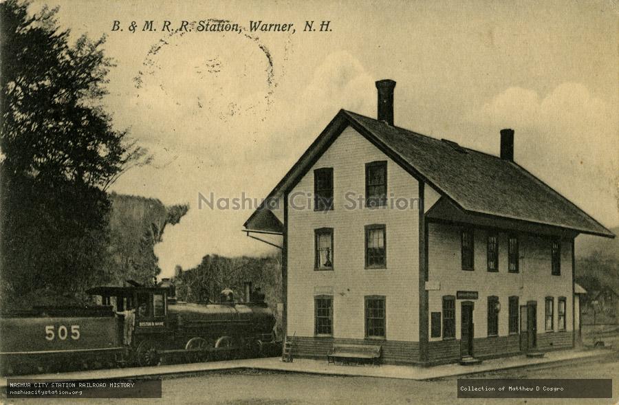 Postcard: Boston & Maine Railroad Station, Warner, N.H.